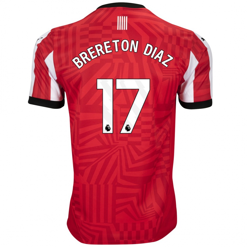 Niño Camiseta Ben Brereton Díaz #17 Rojo Blanco 1ª Equipación 2024/25 La Camisa