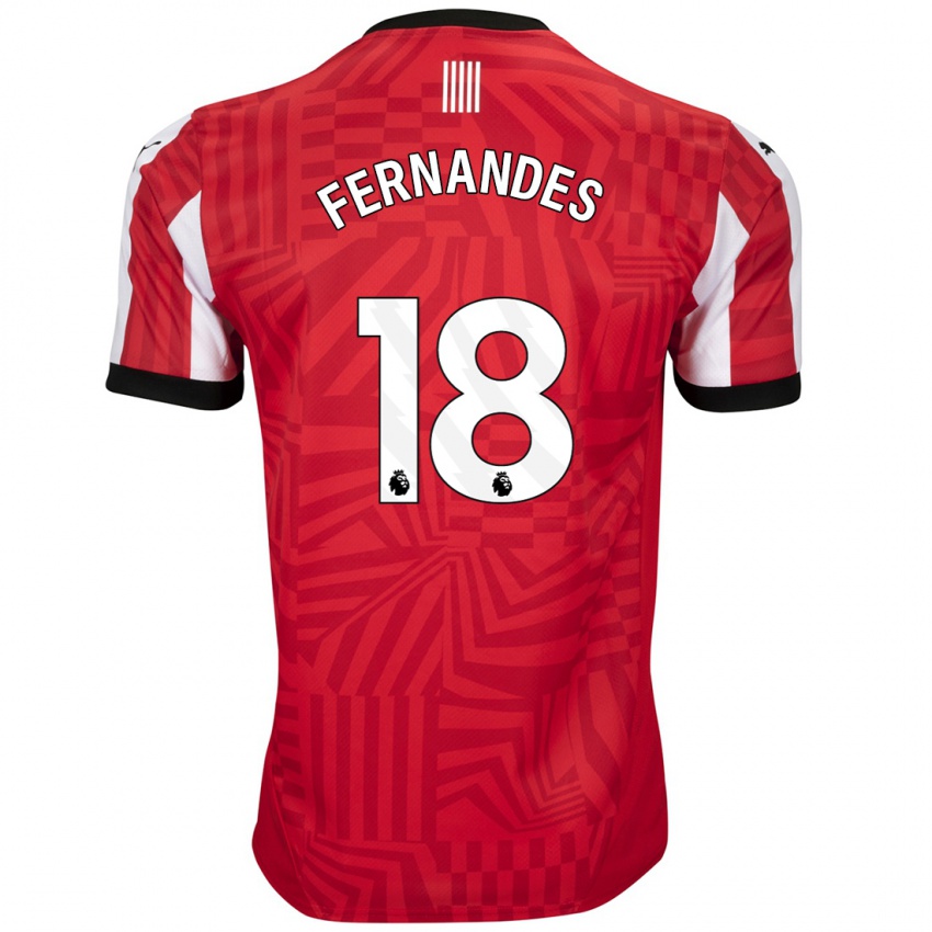 Niño Camiseta Mateus Fernandes #18 Rojo Blanco 1ª Equipación 2024/25 La Camisa