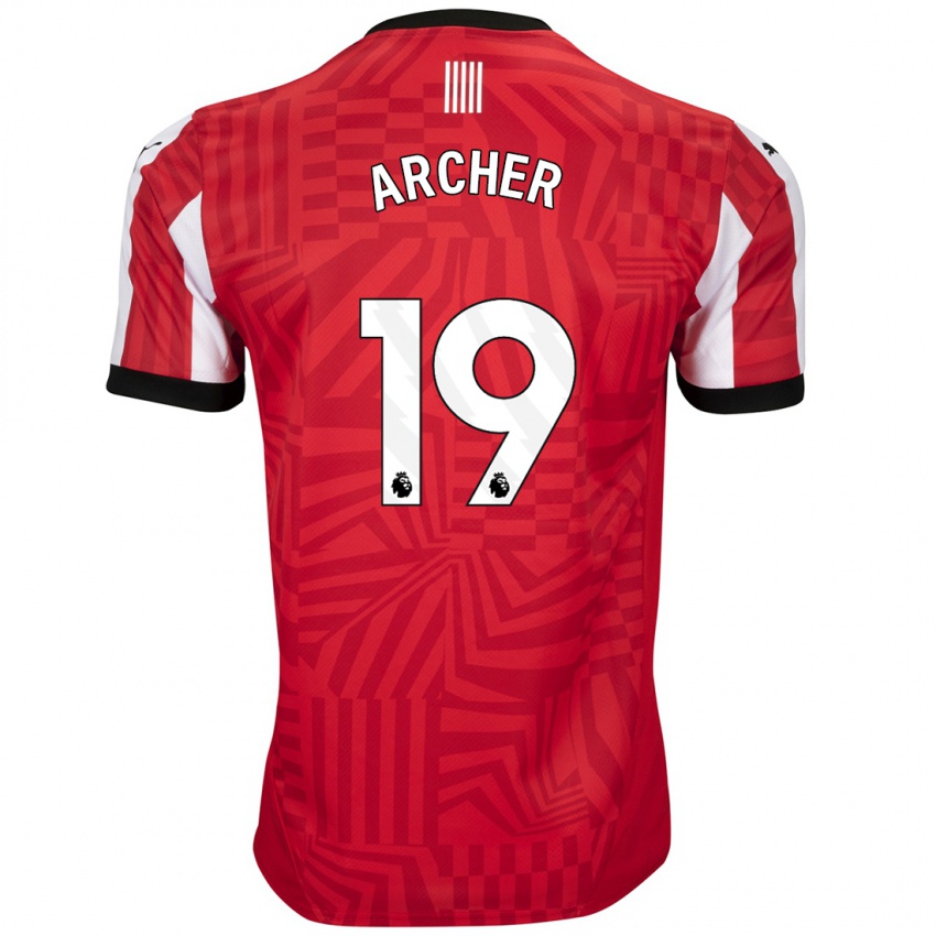 Niño Camiseta Cameron Archer #19 Rojo Blanco 1ª Equipación 2024/25 La Camisa