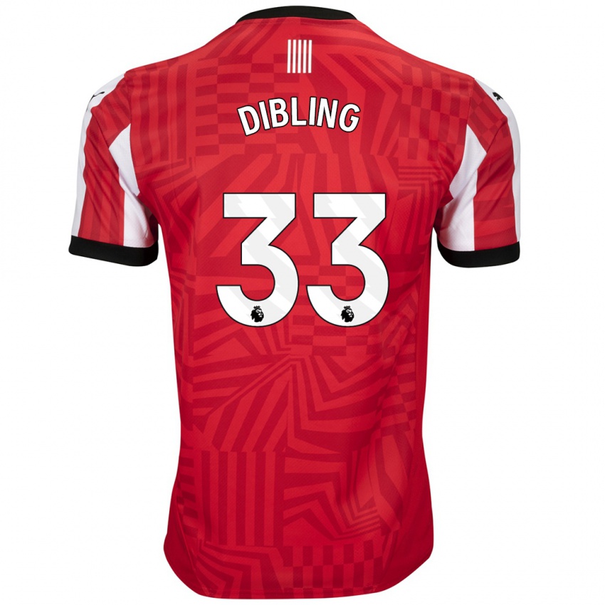 Niño Camiseta Tyler Dibling #33 Rojo Blanco 1ª Equipación 2024/25 La Camisa