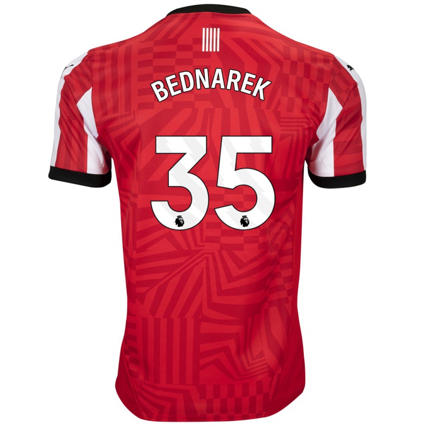 Niño Camiseta Jan Bednarek #35 Rojo Blanco 1ª Equipación 2024/25 La Camisa