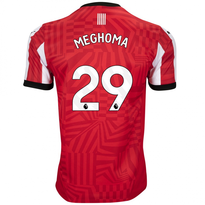 Niño Camiseta Jayden Meghoma #29 Rojo Blanco 1ª Equipación 2024/25 La Camisa