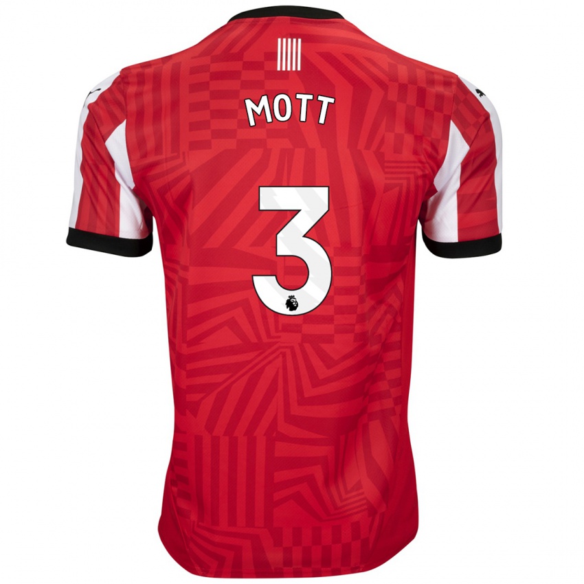 Niño Camiseta Millicent Mott #3 Rojo Blanco 1ª Equipación 2024/25 La Camisa