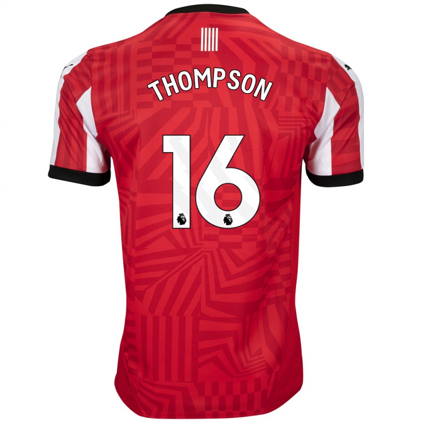 Niño Camiseta Emma Thompson #16 Rojo Blanco 1ª Equipación 2024/25 La Camisa