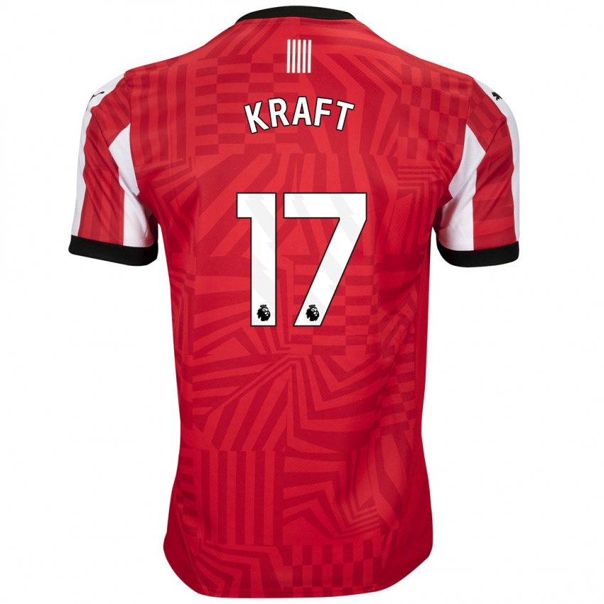 Niño Camiseta Emily Kraft #17 Rojo Blanco 1ª Equipación 2024/25 La Camisa