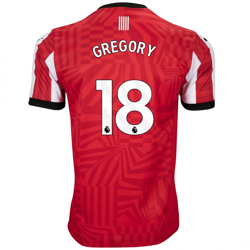 Niño Camiseta Freya Gregory #18 Rojo Blanco 1ª Equipación 2024/25 La Camisa