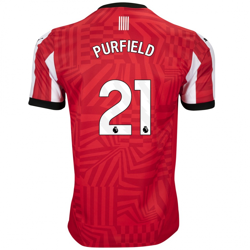 Niño Camiseta Jemma Purfield #21 Rojo Blanco 1ª Equipación 2024/25 La Camisa