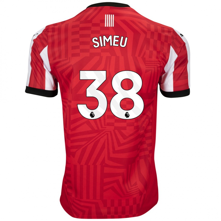 Niño Camiseta Dynel Simeu #38 Rojo Blanco 1ª Equipación 2024/25 La Camisa