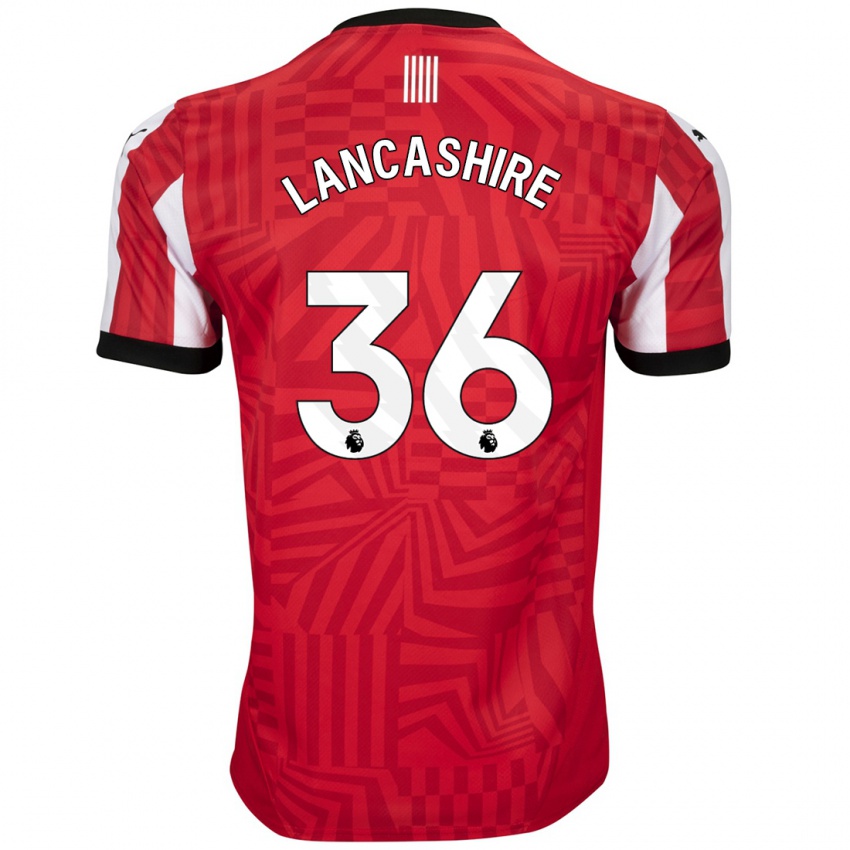 Niño Camiseta Olly Lancashire #36 Rojo Blanco 1ª Equipación 2024/25 La Camisa