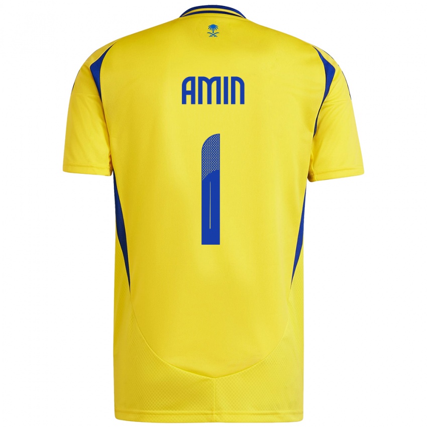 Niño Camiseta Amin Al-Bukhari #1 Amarillo Azul 1ª Equipación 2024/25 La Camisa