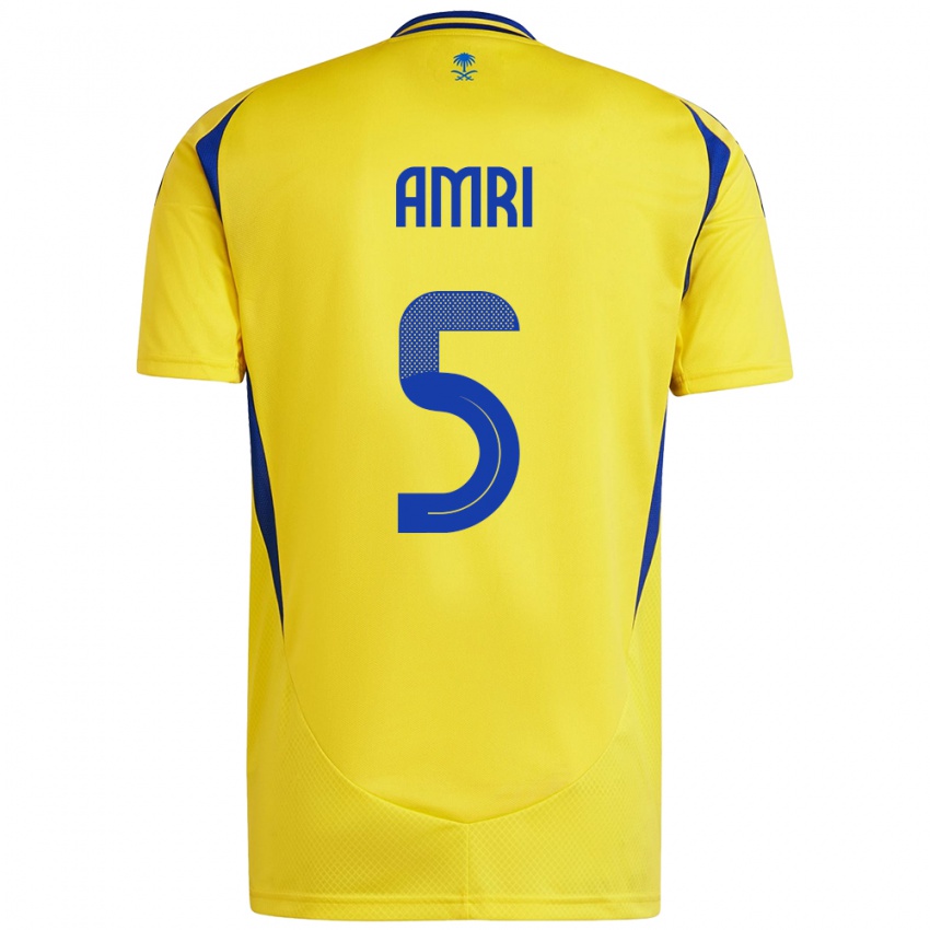 Niño Camiseta Abdulelah Al-Amri #5 Amarillo Azul 1ª Equipación 2024/25 La Camisa