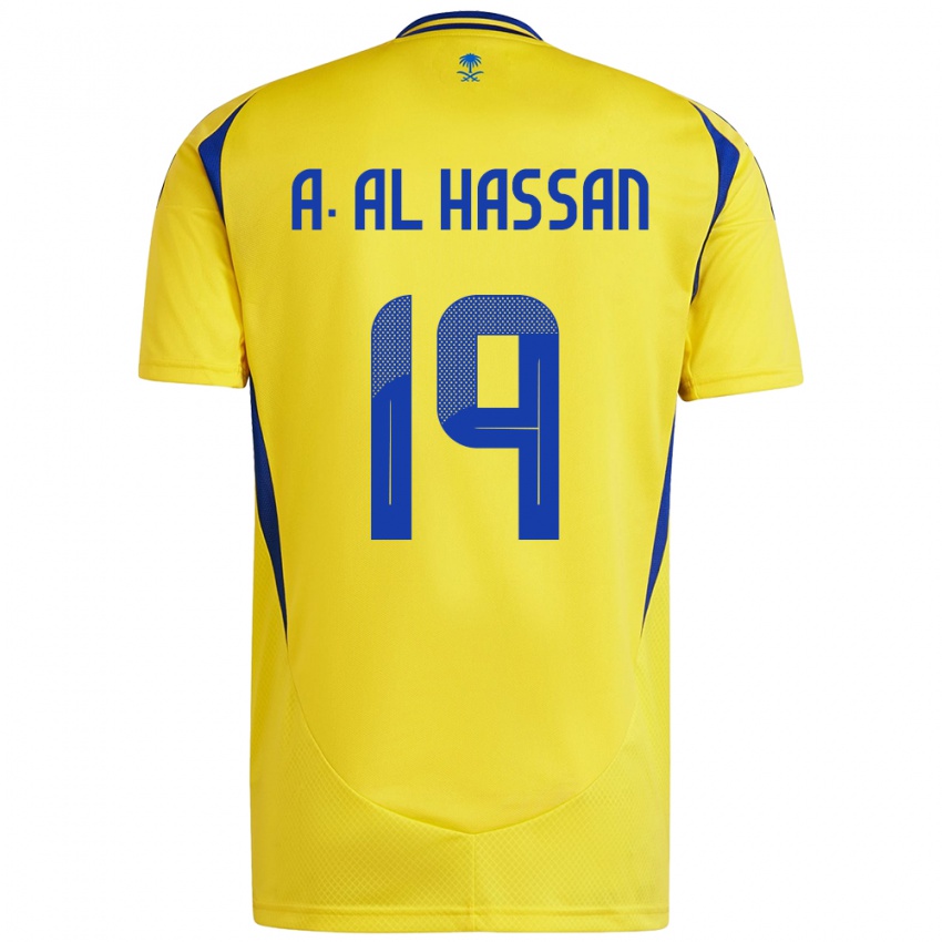 Niño Camiseta Ali Al-Hassan #19 Amarillo Azul 1ª Equipación 2024/25 La Camisa