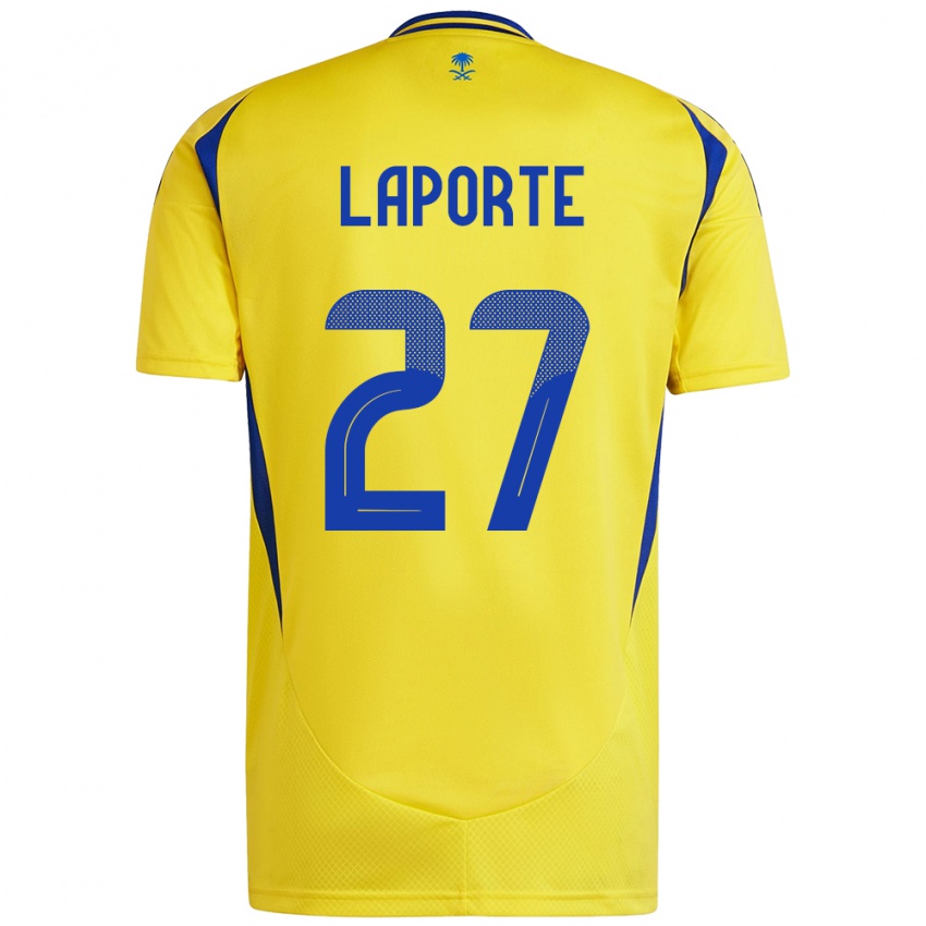 Niño Camiseta Aymeric Laporte #27 Amarillo Azul 1ª Equipación 2024/25 La Camisa