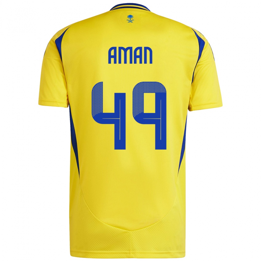 Niño Camiseta Awad Aman #49 Amarillo Azul 1ª Equipación 2024/25 La Camisa