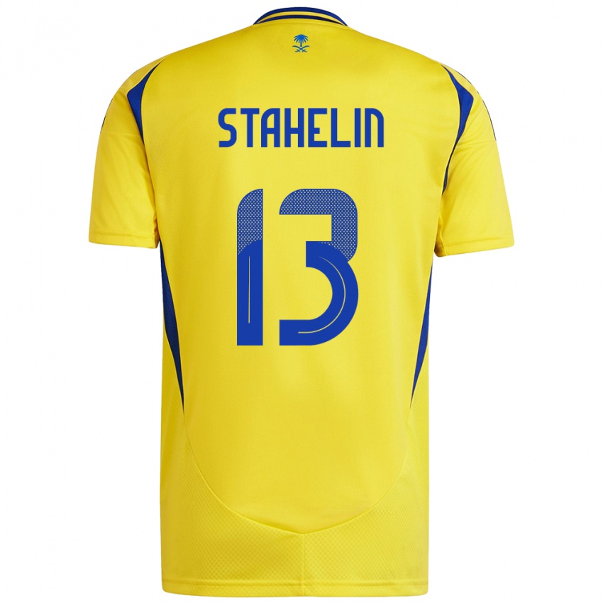 Niño Camiseta Izabela Stahelin #13 Amarillo Azul 1ª Equipación 2024/25 La Camisa