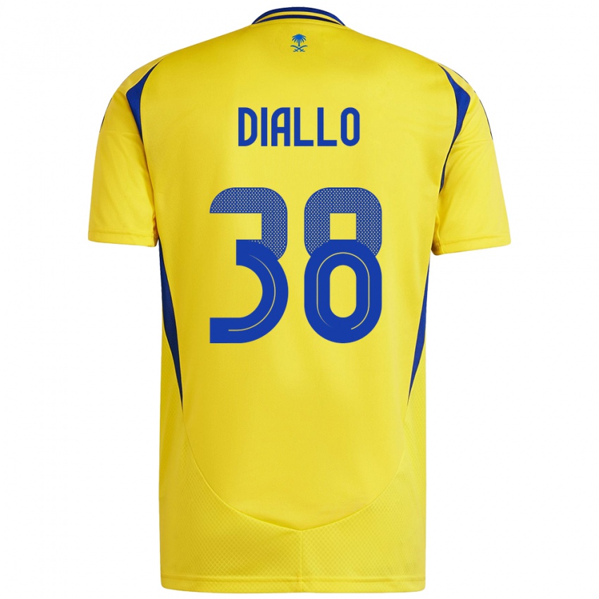 Niño Camiseta Aminata Diallo #38 Amarillo Azul 1ª Equipación 2024/25 La Camisa