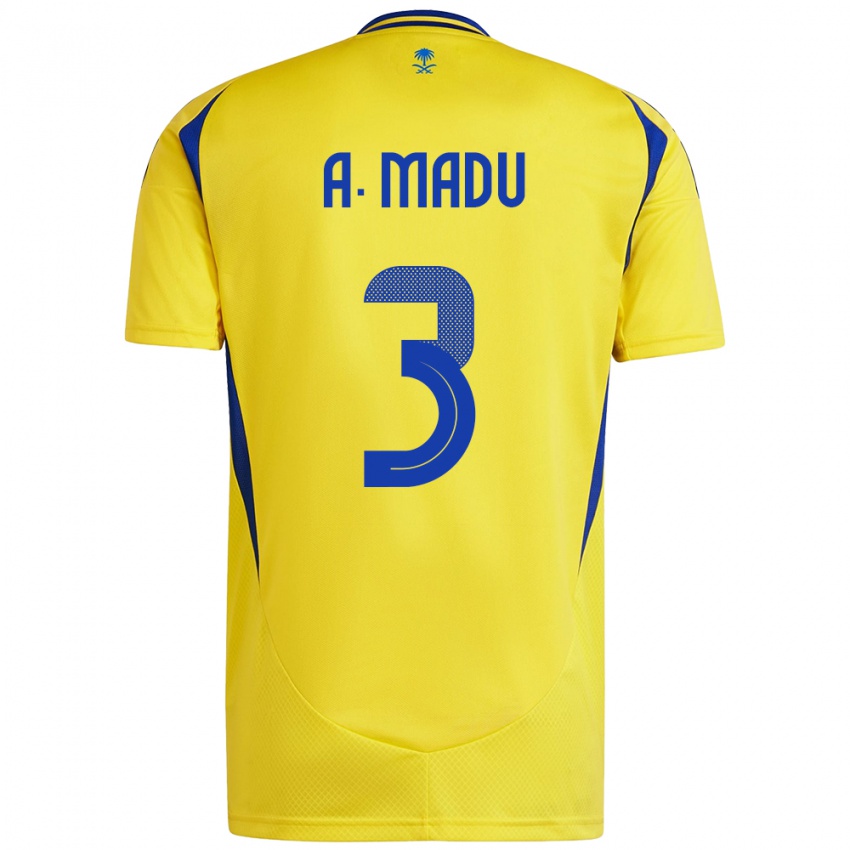 Niño Camiseta Abdullah Madu #3 Amarillo Azul 1ª Equipación 2024/25 La Camisa