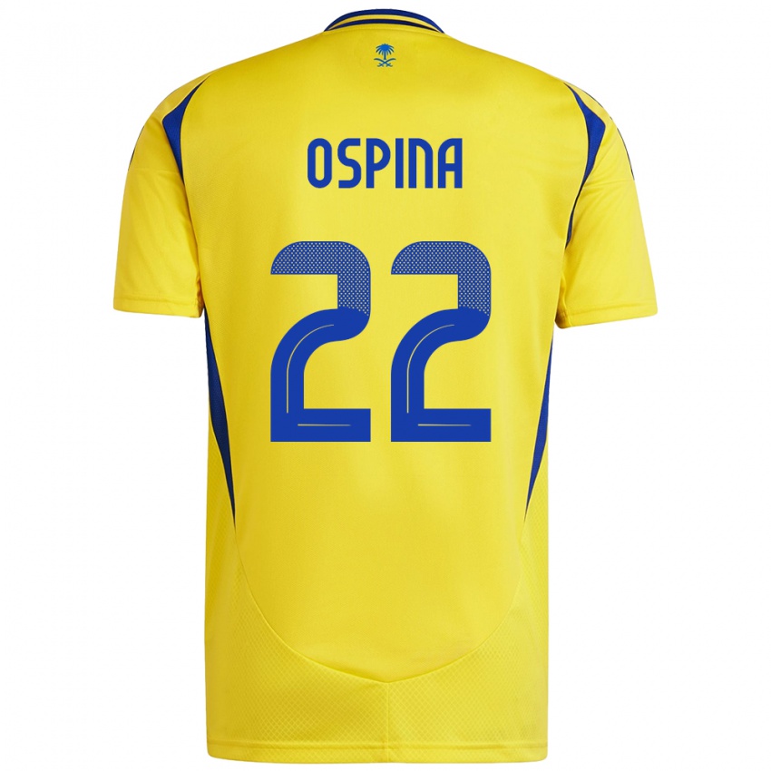 Niño Camiseta David Ospina #22 Amarillo Azul 1ª Equipación 2024/25 La Camisa