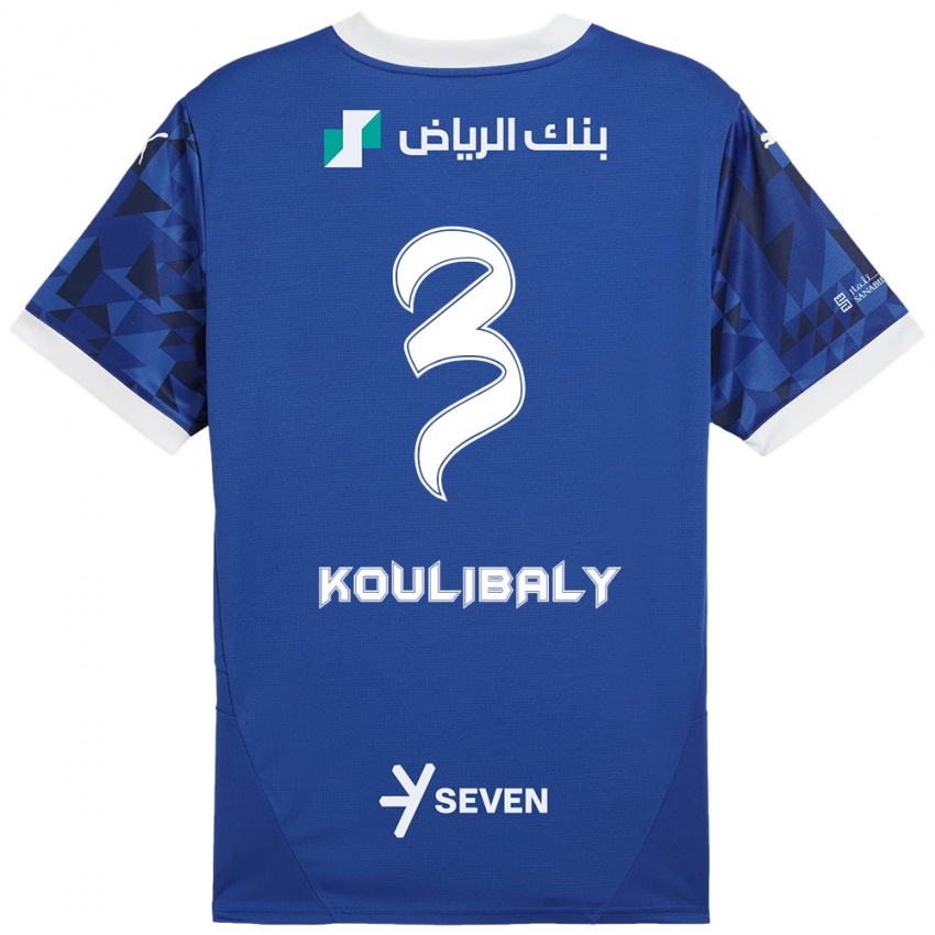 Niño Camiseta Kalidou Koulibaly #3 Azul Oscuro Blanco 1ª Equipación 2024/25 La Camisa