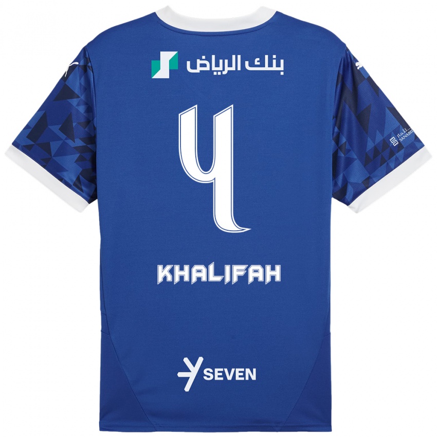 Niño Camiseta Khalifah Al-Dawsari #4 Azul Oscuro Blanco 1ª Equipación 2024/25 La Camisa