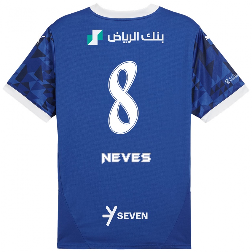 Niño Camiseta Rúben Neves #8 Azul Oscuro Blanco 1ª Equipación 2024/25 La Camisa