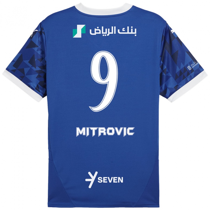 Niño Camiseta Aleksandar Mitrovic #9 Azul Oscuro Blanco 1ª Equipación 2024/25 La Camisa