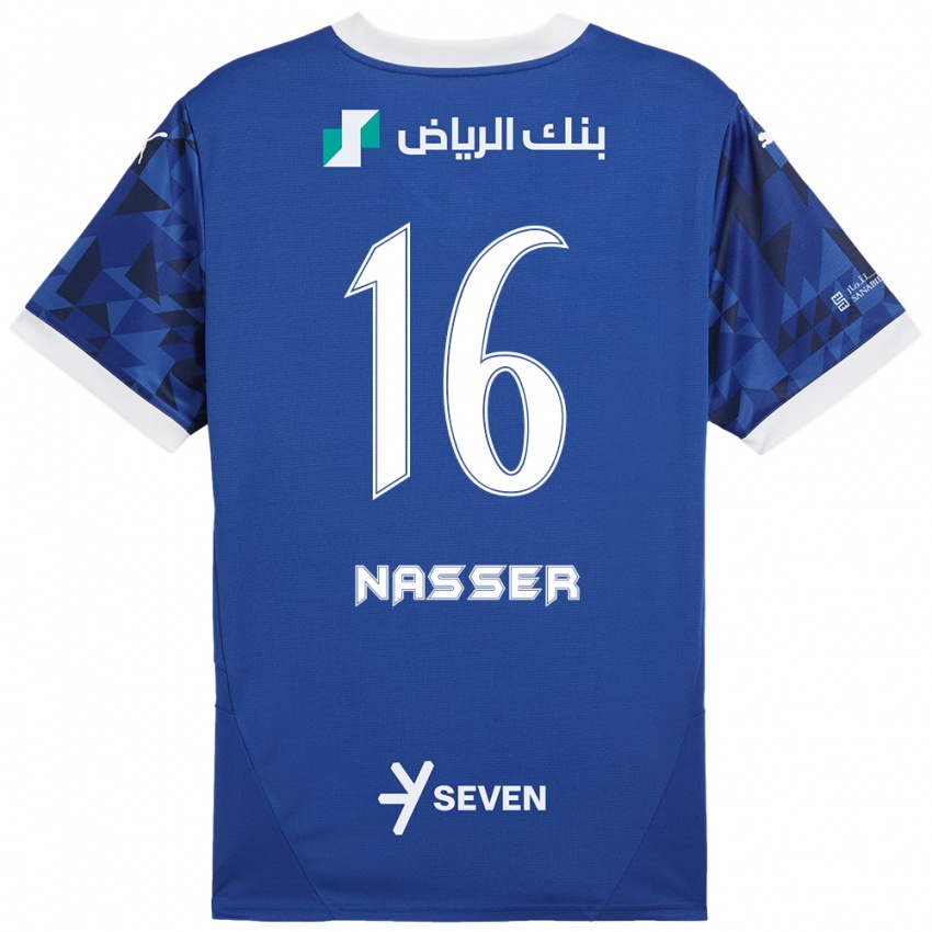 Niño Camiseta Nasser Al-Dawsari #16 Azul Oscuro Blanco 1ª Equipación 2024/25 La Camisa