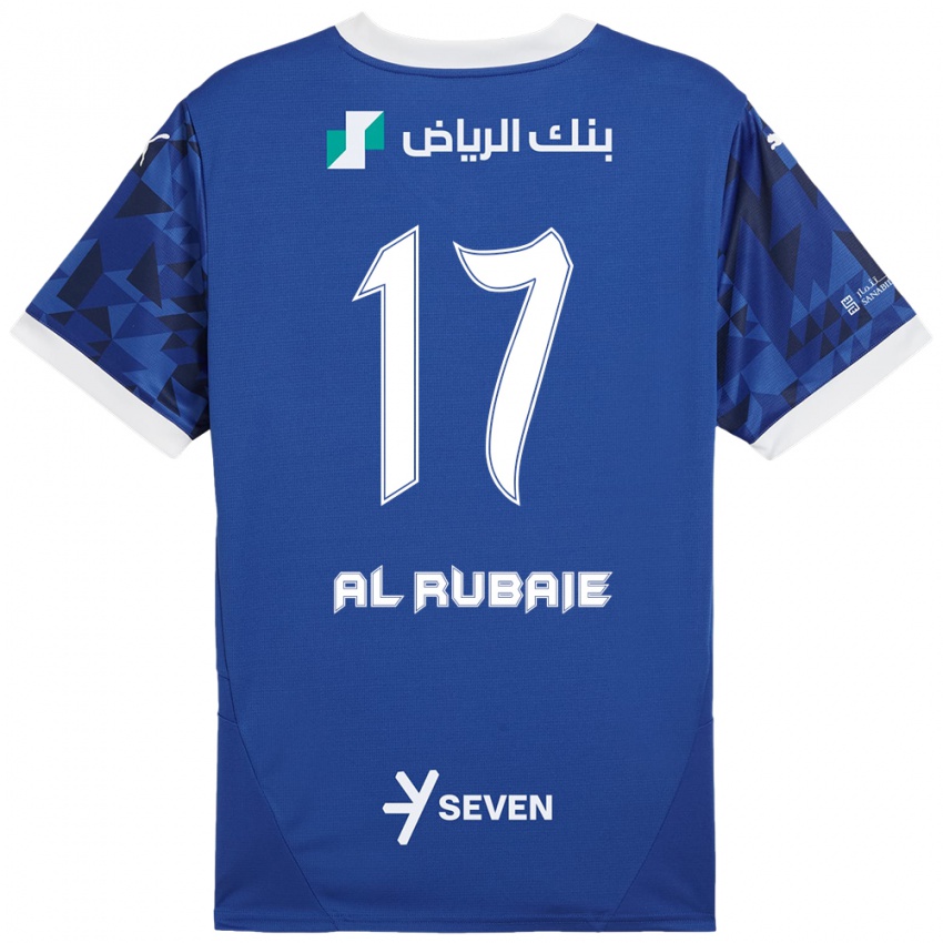 Niño Camiseta Mohammed Al-Rubaie #17 Azul Oscuro Blanco 1ª Equipación 2024/25 La Camisa