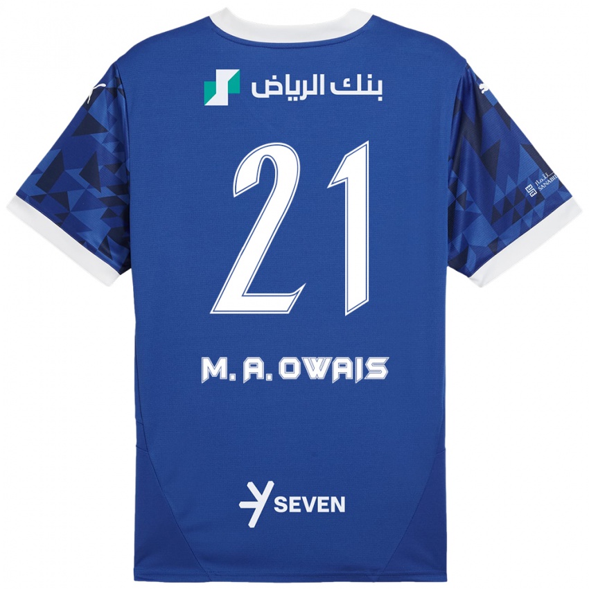 Niño Camiseta Mohammed Al-Owais #21 Azul Oscuro Blanco 1ª Equipación 2024/25 La Camisa