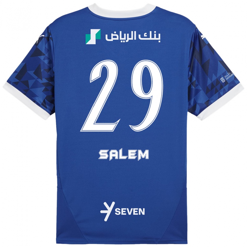 Niño Camiseta Salem Al-Dawsari #29 Azul Oscuro Blanco 1ª Equipación 2024/25 La Camisa