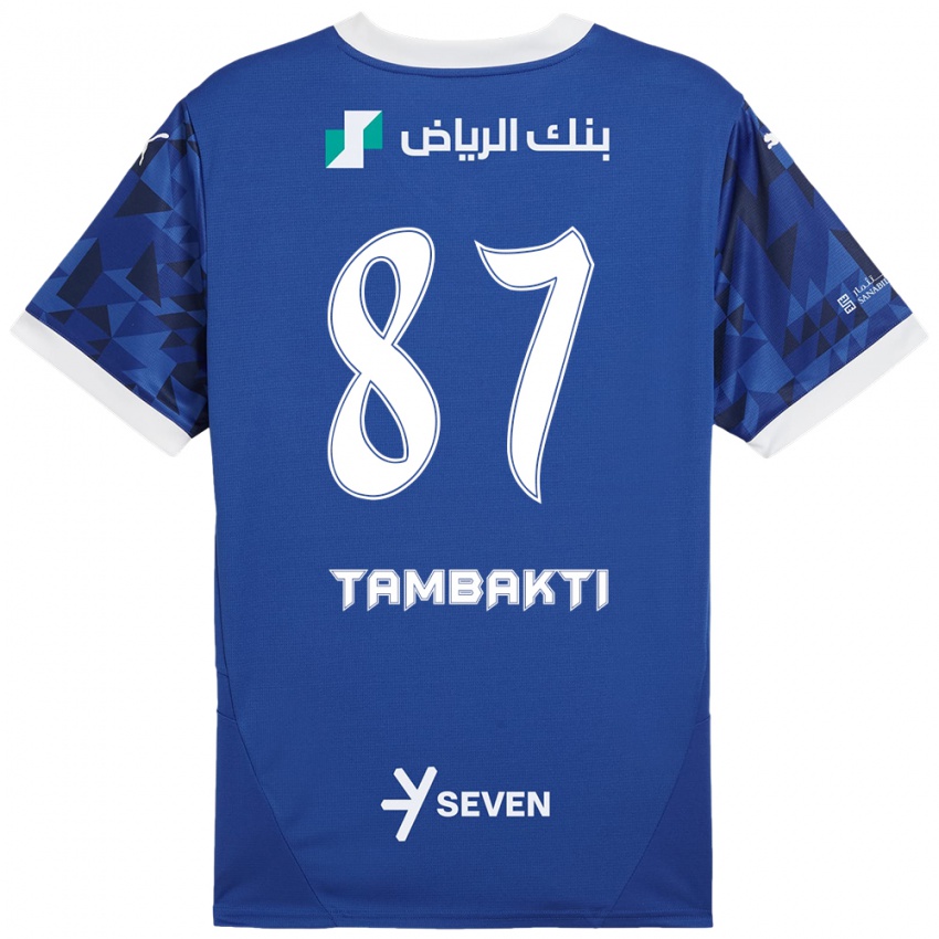 Niño Camiseta Hassan Tambakti #87 Azul Oscuro Blanco 1ª Equipación 2024/25 La Camisa