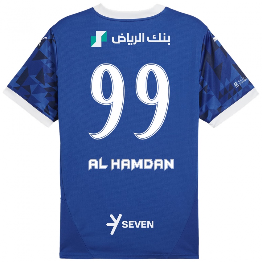 Niño Camiseta Abdullah Al-Hamdan #99 Azul Oscuro Blanco 1ª Equipación 2024/25 La Camisa