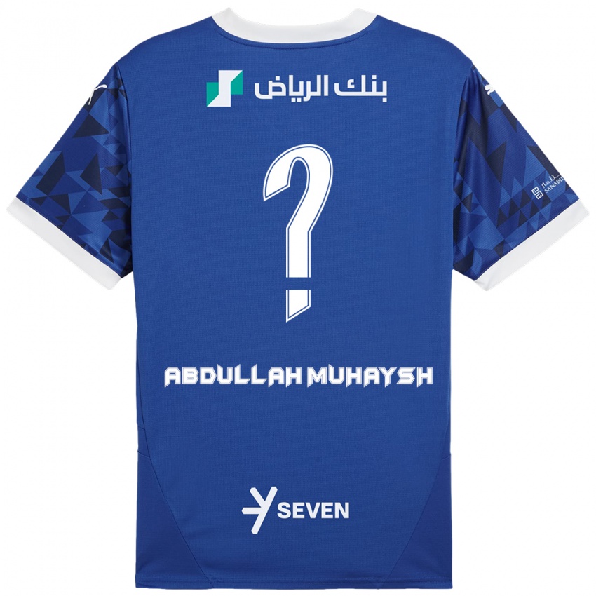 Niño Camiseta Mohammed Abdullah Muhaysh #0 Azul Oscuro Blanco 1ª Equipación 2024/25 La Camisa