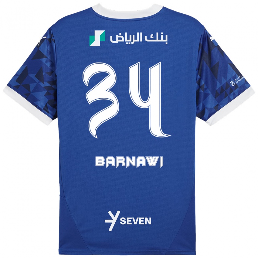 Niño Camiseta Saleh Barnawi #34 Azul Oscuro Blanco 1ª Equipación 2024/25 La Camisa