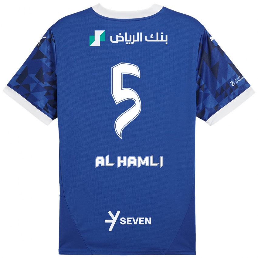 Niño Camiseta Noura Al-Hamli #5 Azul Oscuro Blanco 1ª Equipación 2024/25 La Camisa