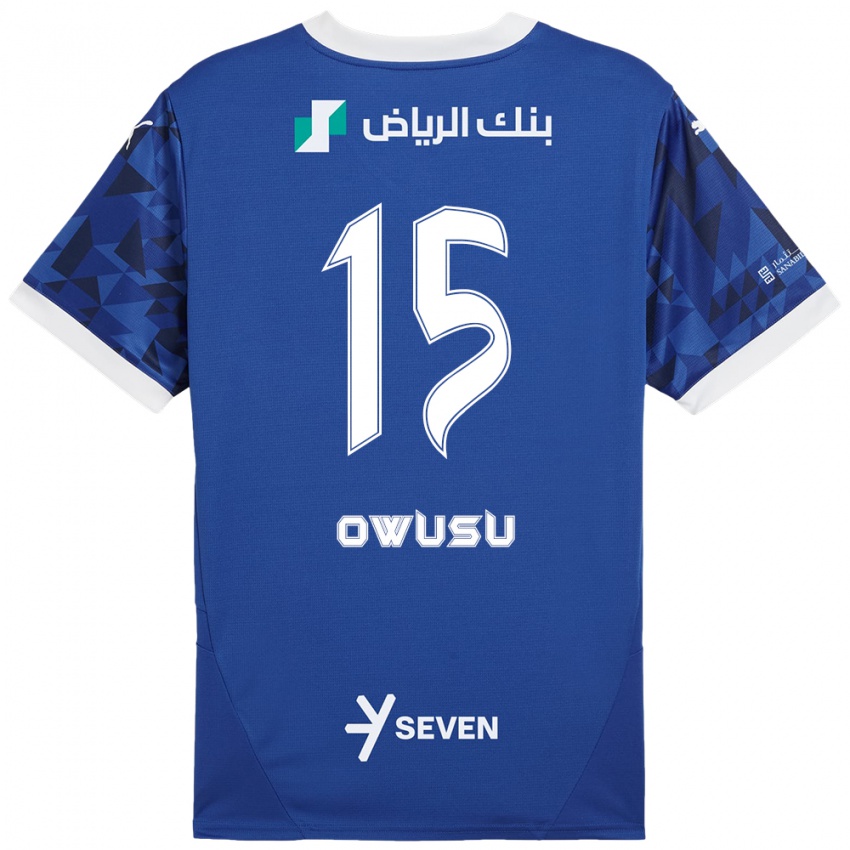 Niño Camiseta Mavis Owusu #15 Azul Oscuro Blanco 1ª Equipación 2024/25 La Camisa