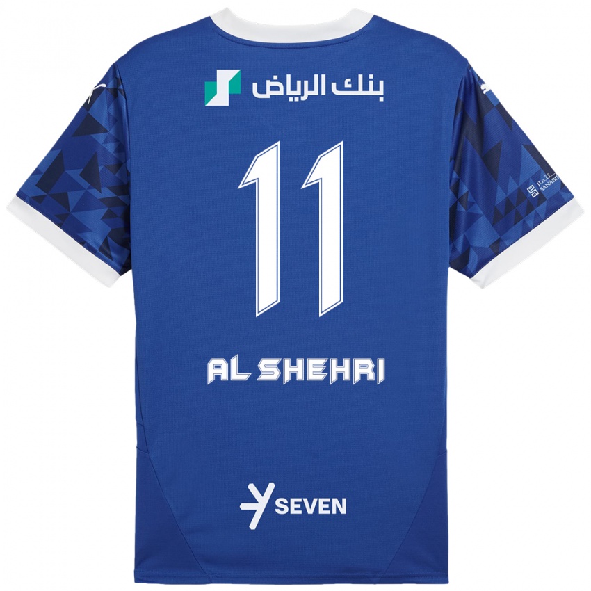 Niño Camiseta Saleh Al-Shehri #11 Azul Oscuro Blanco 1ª Equipación 2024/25 La Camisa