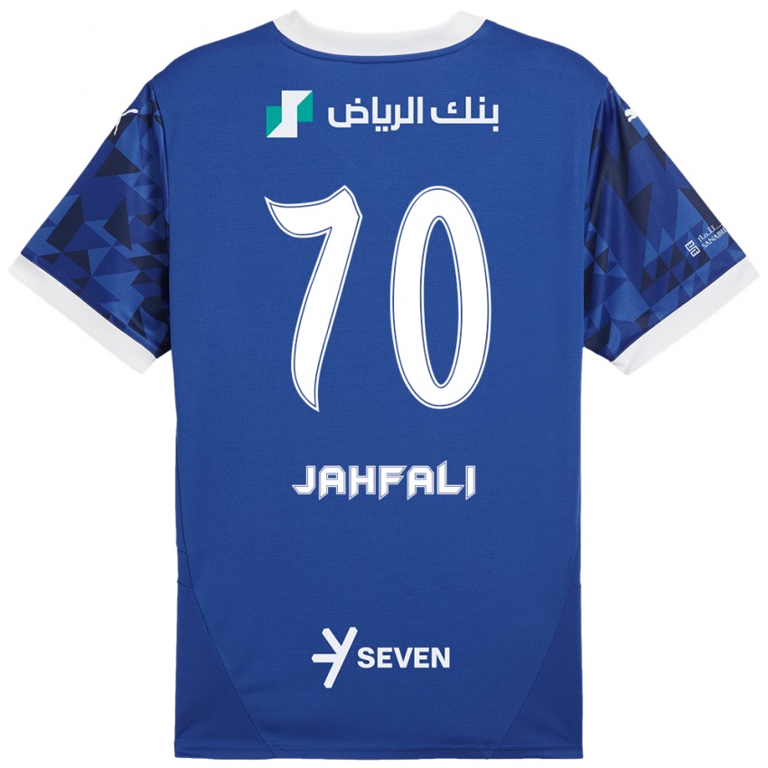 Niño Camiseta Mohammed Jahfali #70 Azul Oscuro Blanco 1ª Equipación 2024/25 La Camisa