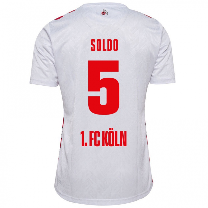 Niño Camiseta Nikola Soldo #5 Blanco Rojo 1ª Equipación 2024/25 La Camisa