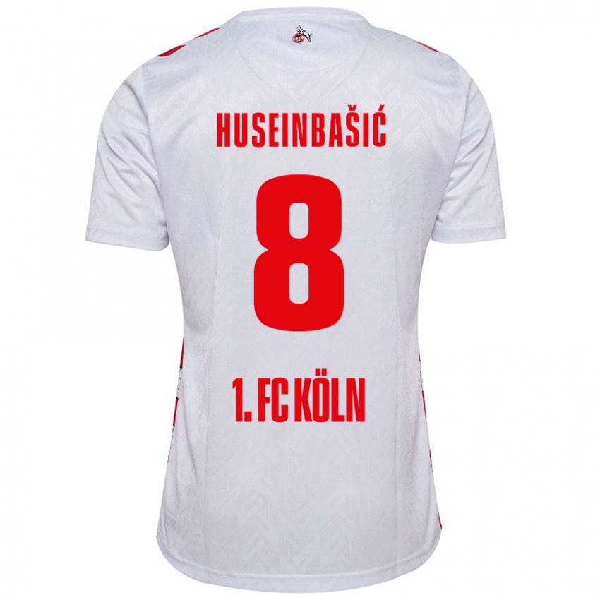 Niño Camiseta Denis Huseinbasic #8 Blanco Rojo 1ª Equipación 2024/25 La Camisa