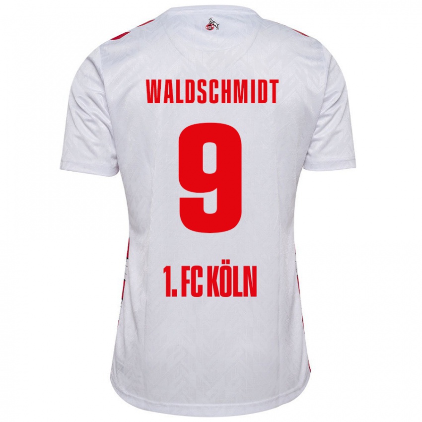 Niño Camiseta Luca Waldschmidt #9 Blanco Rojo 1ª Equipación 2024/25 La Camisa