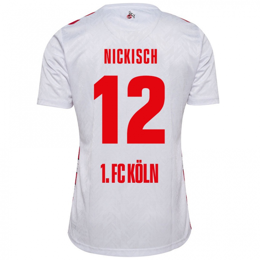 Niño Camiseta Jonas Nickisch #12 Blanco Rojo 1ª Equipación 2024/25 La Camisa