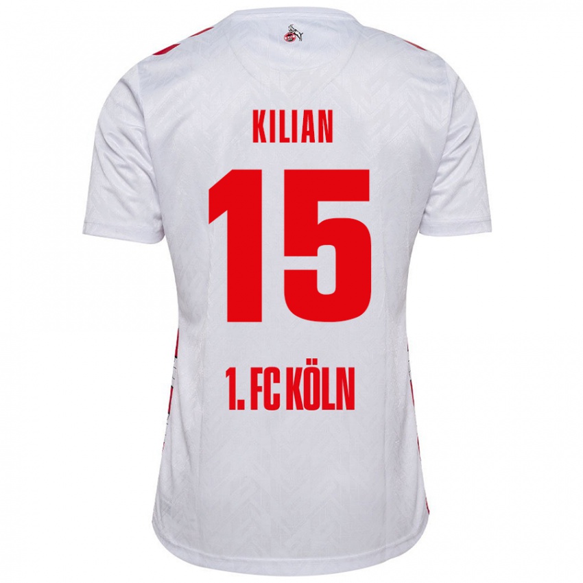 Niño Camiseta Luca Kilian #15 Blanco Rojo 1ª Equipación 2024/25 La Camisa