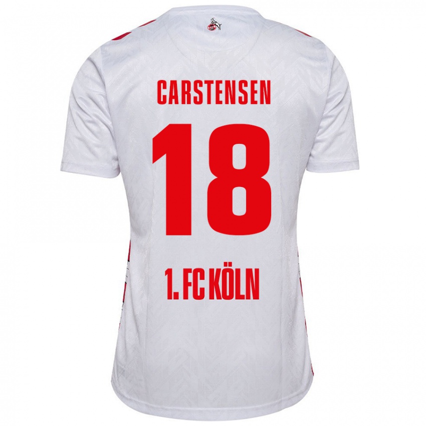 Niño Camiseta Rasmus Carstensen #18 Blanco Rojo 1ª Equipación 2024/25 La Camisa