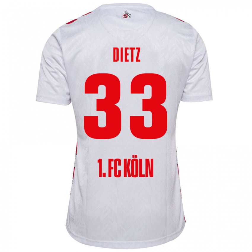 Niño Camiseta Florian Dietz #33 Blanco Rojo 1ª Equipación 2024/25 La Camisa