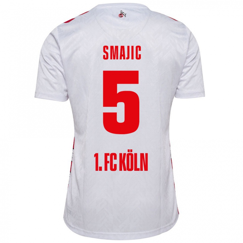 Niño Camiseta Rijad Smajic #5 Blanco Rojo 1ª Equipación 2024/25 La Camisa