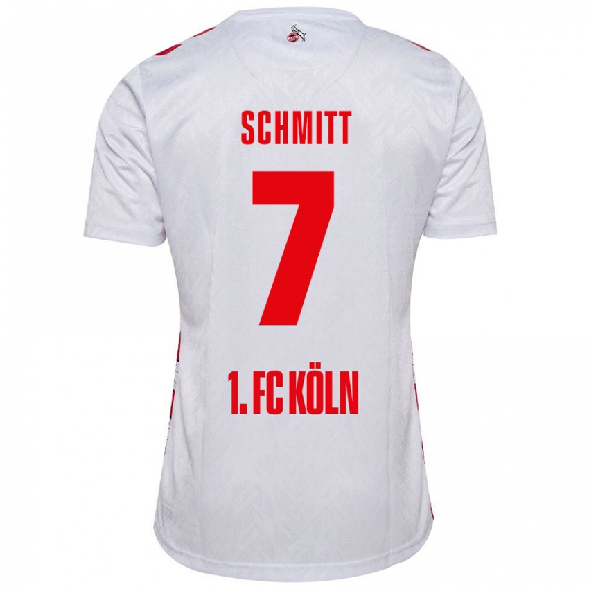 Niño Camiseta Oliver Schmitt #7 Blanco Rojo 1ª Equipación 2024/25 La Camisa