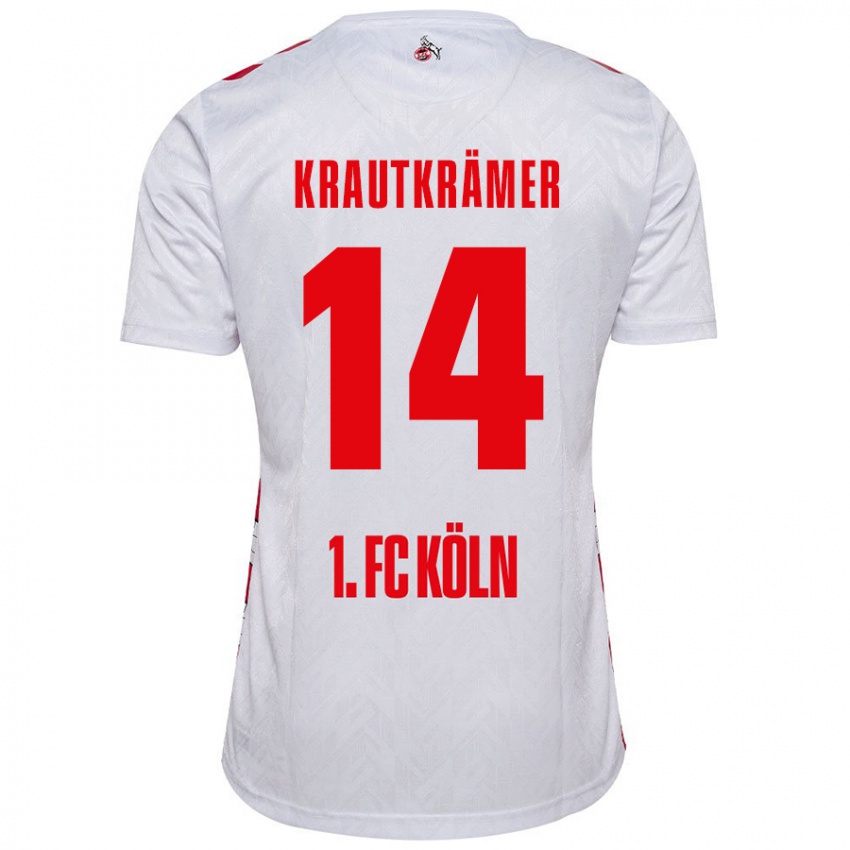 Niño Camiseta Jakob Krautkrämer #14 Blanco Rojo 1ª Equipación 2024/25 La Camisa