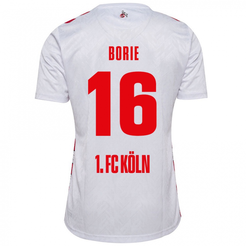 Niño Camiseta Etienne Borie #16 Blanco Rojo 1ª Equipación 2024/25 La Camisa