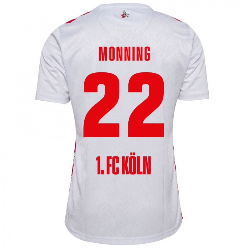 Niño Camiseta Marlon Monning #22 Blanco Rojo 1ª Equipación 2024/25 La Camisa